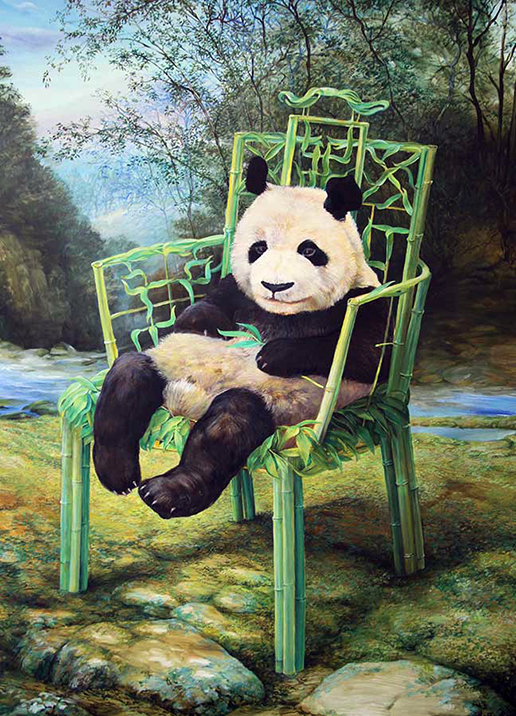 Panda in Bamboo Chair